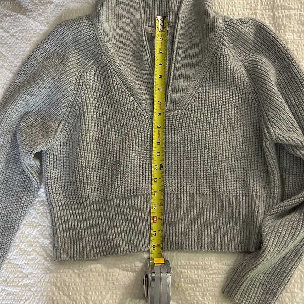WAYF Gray Ribbed Knit Cropped Sweater - Picture 4 of 6
